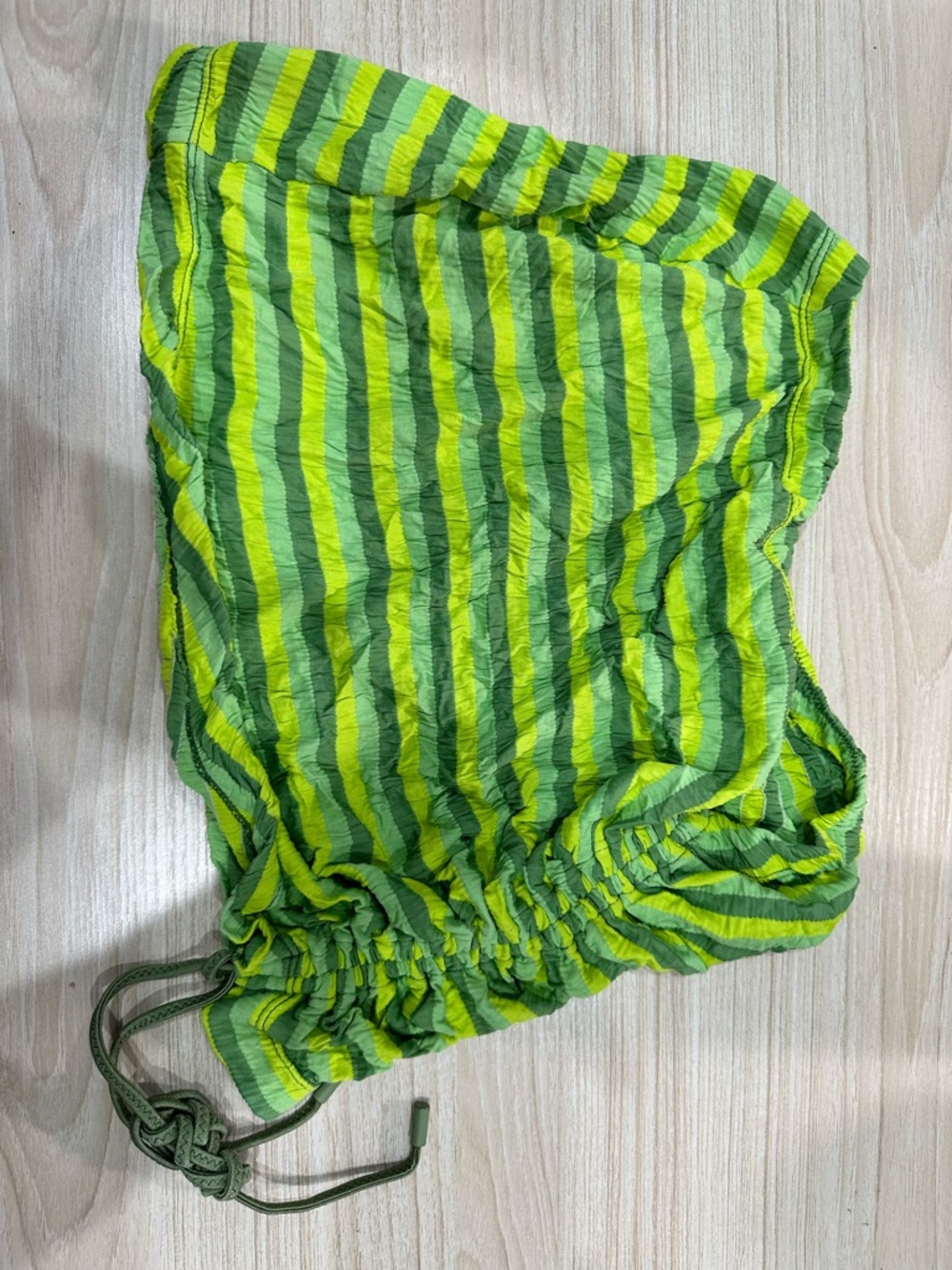 triangl swimwear Lime and Grass Green Striped Tube Top